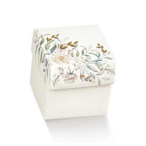 SCATOLA IN CARTONE CON COPERCHIO 50X50X50 MM. STAMPA BOTANIC